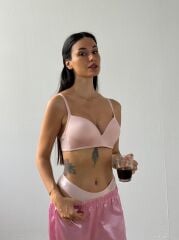 Cansoy Telsiz Desteksiz Pembe Sütyen Takımı