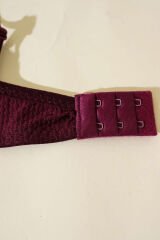 Jakarlı Dantel Detaylı Destekli Sütyen Koyu Mürdüm