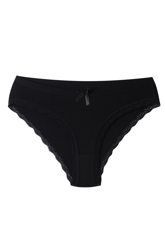 Tutku Elit 12'li Kadın Siyah Modal Paçası Dantelli Bikini