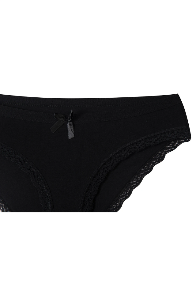 Tutku Elit 12'li Kadın Siyah Modal Paçası Dantelli Bikini