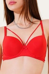 Destekli Çapraz İpli Kurdeleli Mikro Sütyen Kırmızı