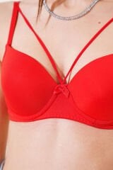 Destekli Çapraz İpli Kurdeleli Mikro Sütyen Kırmızı