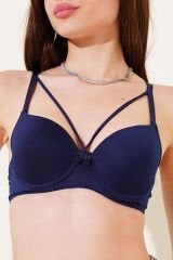 Destekli Çapraz İpli Kurdeleli Mikro Sütyen Lacivert