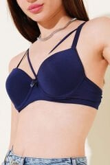 Destekli Çapraz İpli Kurdeleli Mikro Sütyen Lacivert