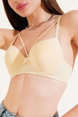 Destekli Çapraz İpli Kurdeleli Mikro Sütyen Ten