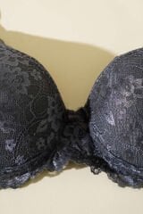 Dantelli Destekli Sütyen Antrasit