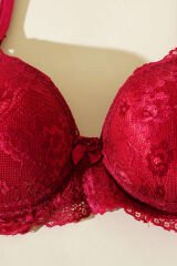 Dantelli Destekli Sütyen Bordo