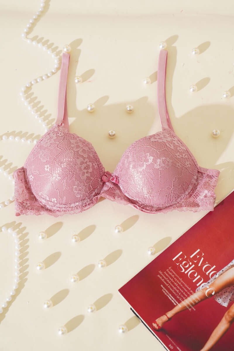 Dantelli Destekli Sütyen Gül Kurusu