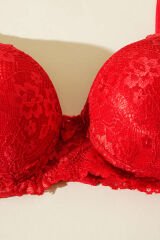 Dantelli Destekli Sütyen Kırmızı